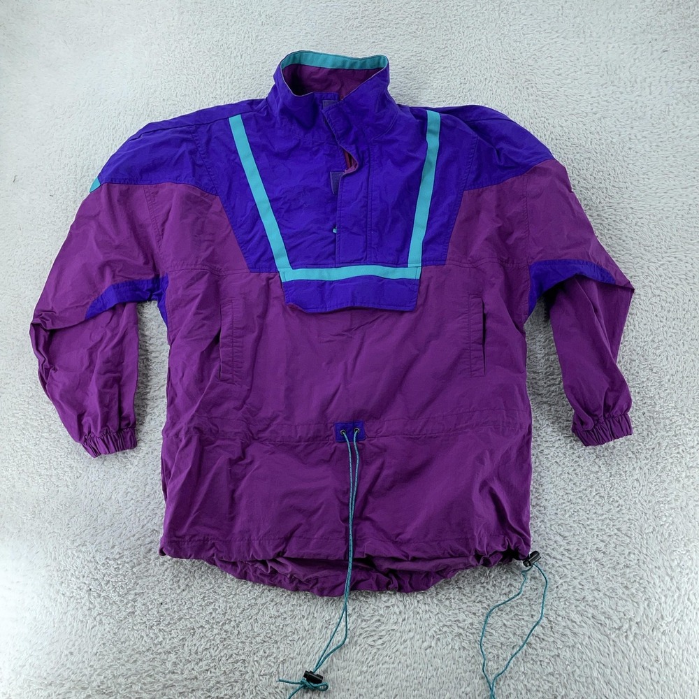 Vintage 90s L.L. Bean Anorak Jacket Mens Medium Purple Teal Pullover Windbreaker